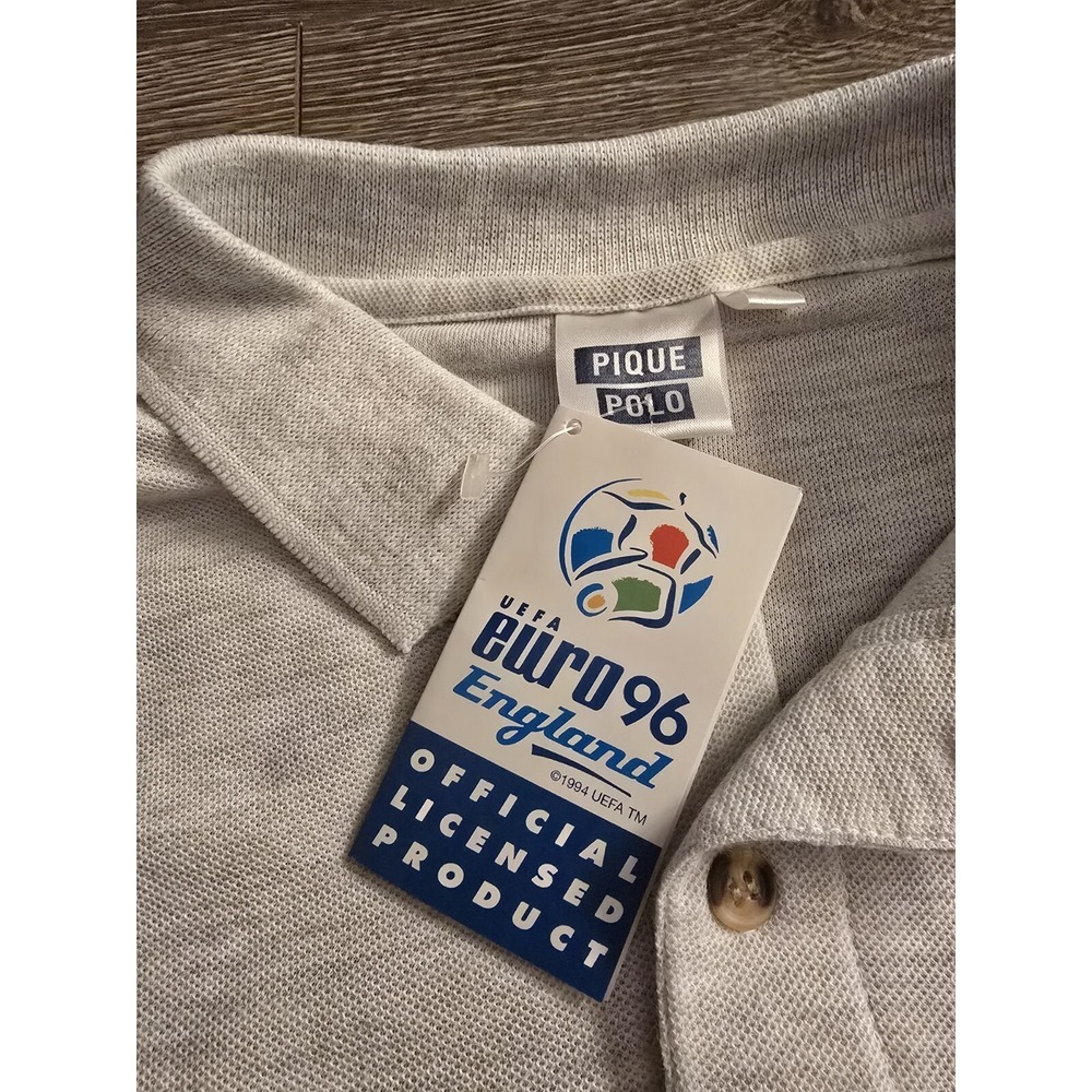 RARE!!!  NWT UEFA Euro 1996 Vintage S/S Polo Shirt Size XL Grey Gray Mens Soccer - Picture 3 of 5